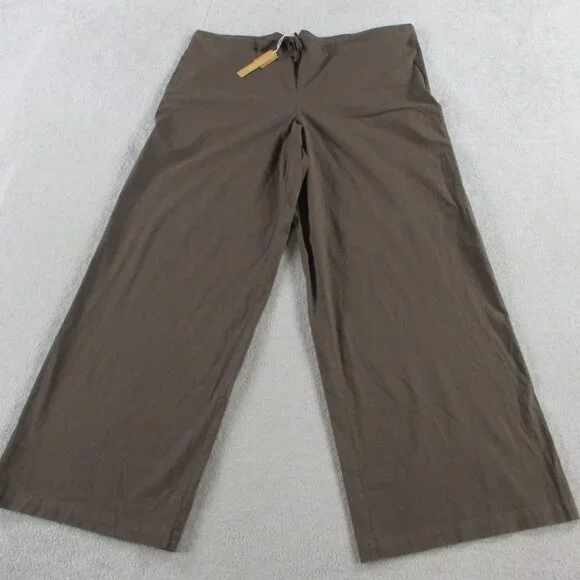 SKIMS Cotton Poplin Pants Womens Medium Brown Washed Dark Sepia Wide Leg NWT NEW - Picture 2 of 13